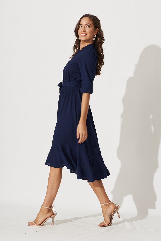 Jemimah Midi Dress In Navy - side
