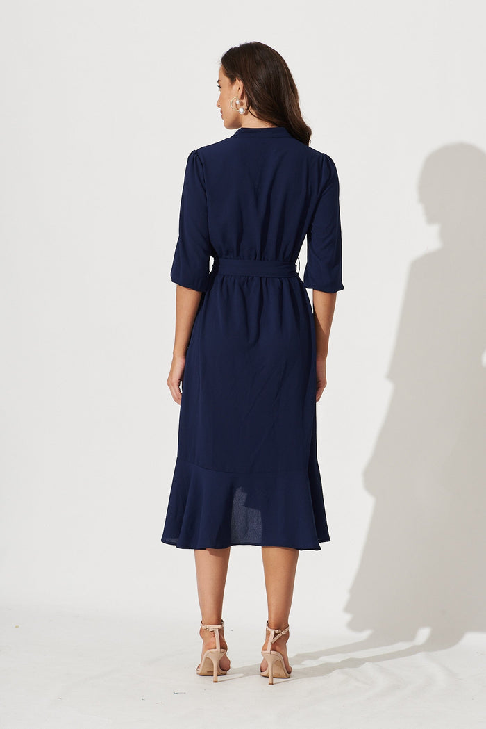 Jemimah Midi Dress In Navy - back