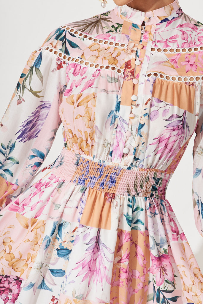 Lyn Midi Dress In Rust Patch Floral - detail
