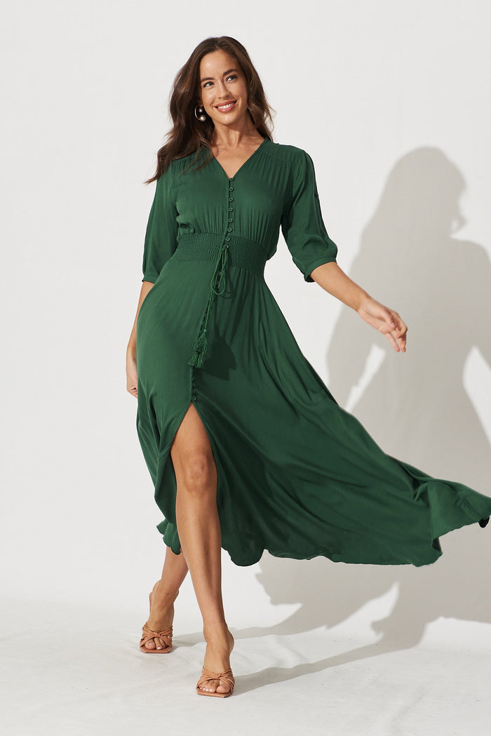 Selena Maxi Dress In Emerald - full length