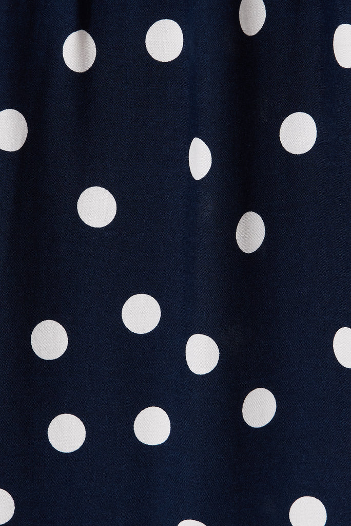 Johanna Maxi Dress In Navy With White Polka Dot - fabric