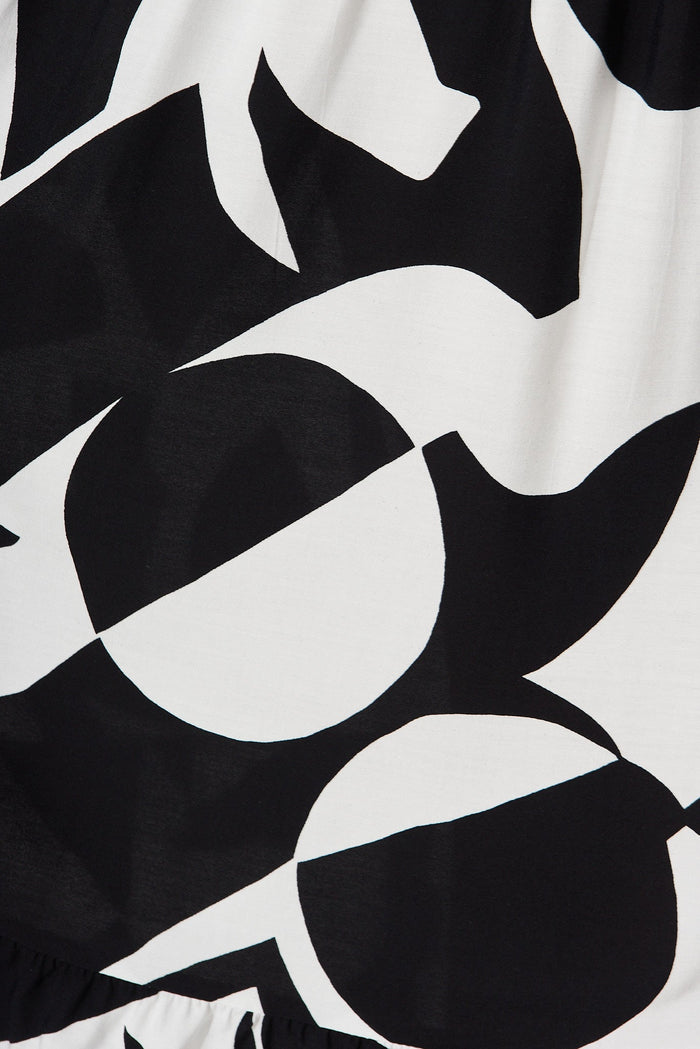 Emillia Maxi Dress In White With Black Mono Print - fabric