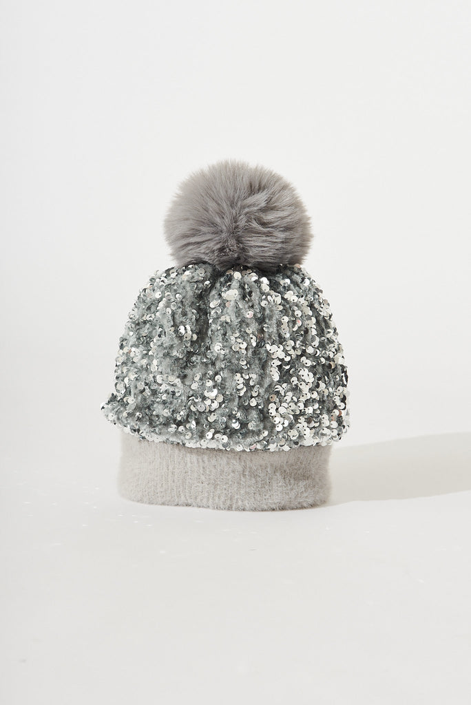 August + Delilah Figuera Knit Beanie In Grey Sequin - St Frock (Dev)