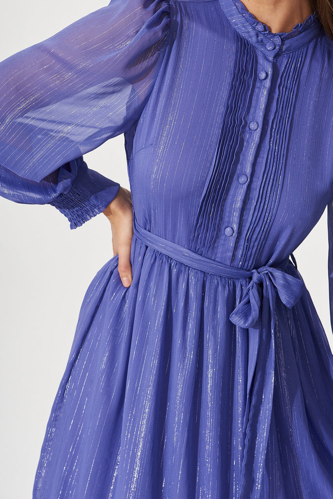 Bridgetown Midi Dress In Purple Lurex Chiffon - detail