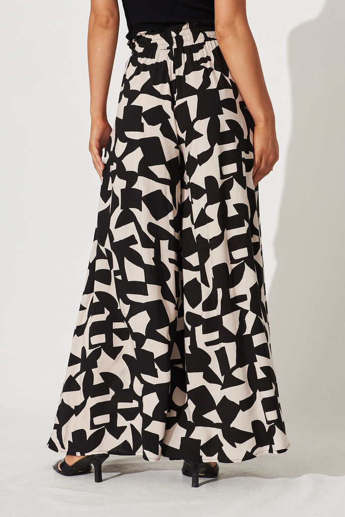Mariah Pant In Black And Sand Geometric Print - back