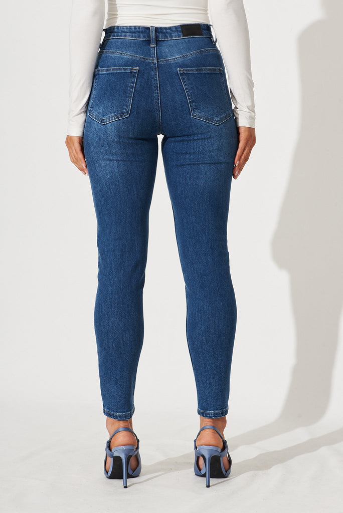 Billie Straight Jean In Mid Blue Wash - back
