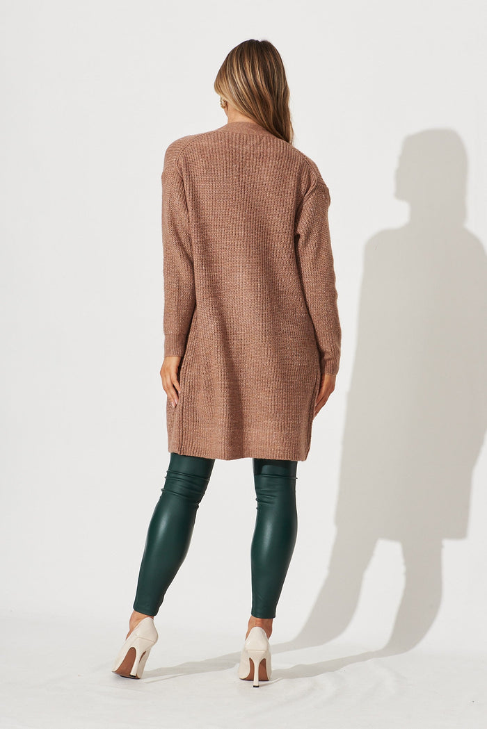 Zayla Knit Cardigan In Brown Wool Blend - back