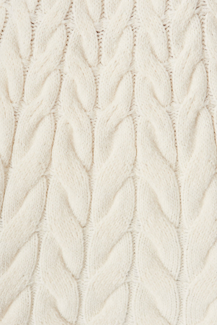 Mishka Cable Knit In Cream Wool Blend - fabric