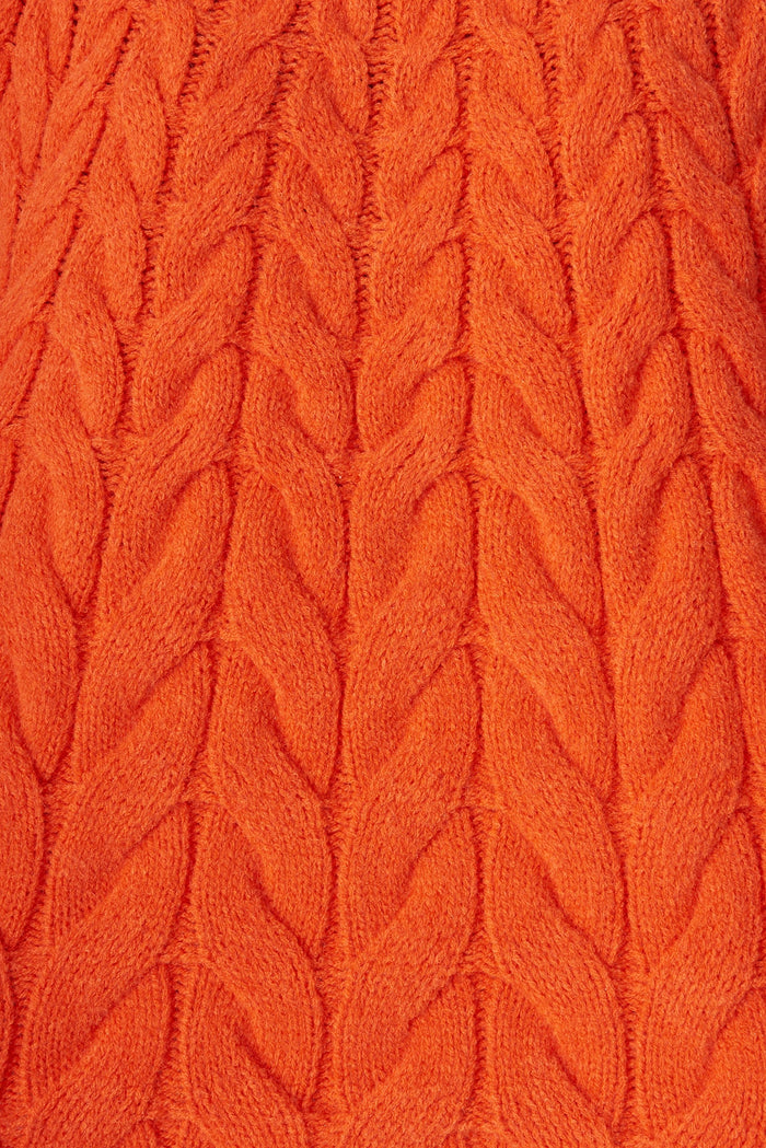 Mishka Cable Knit In Tangerine Wool Blend - fabric