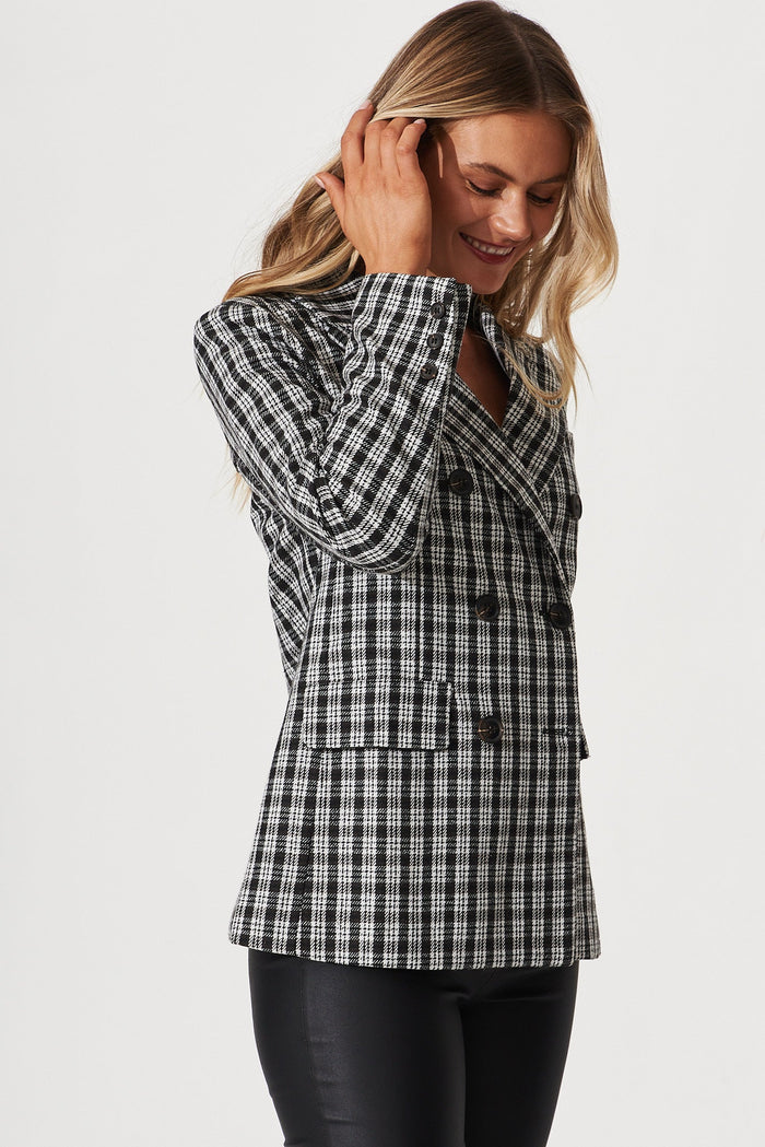 Bellevue Hill Blazer In Black And White Check - side