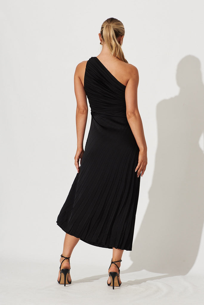 Toulon One Shoulder Maxi Dress In Black - back