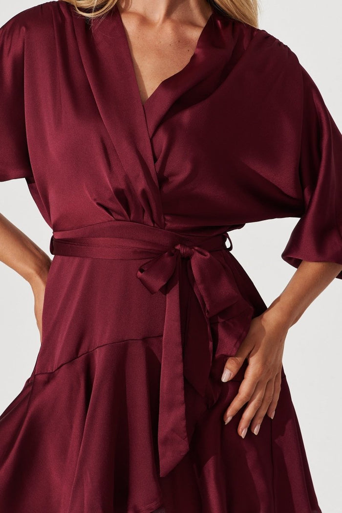 Brylie Dress In Wine Satin - St Frock (Dev)