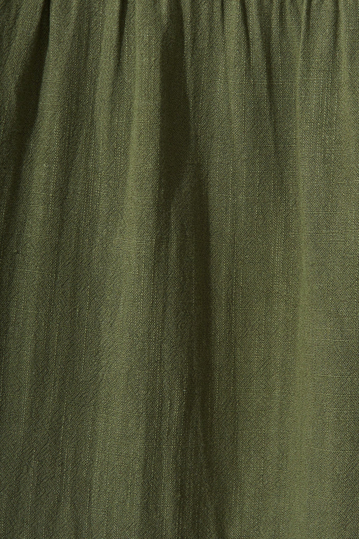 Nantes Midi Smock Dress In Khaki Linen Blend - fabric