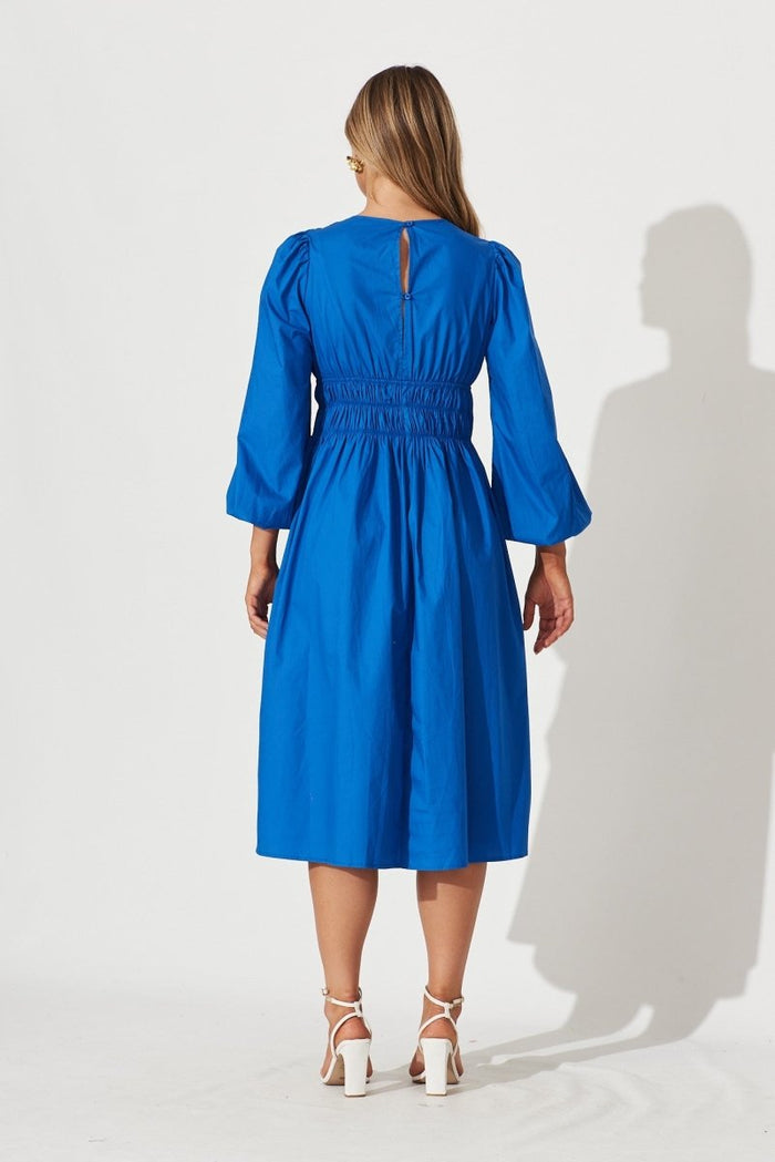 Cammeray Midi Dress In Cobalt Blue Cotton - St Frock (Dev)