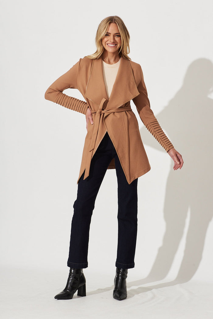 Lynda Jacket In Tan - full length