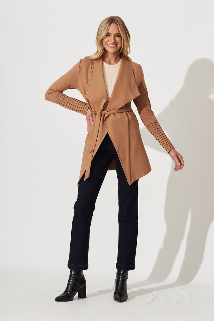 Lynda Jacket In Tan - full length