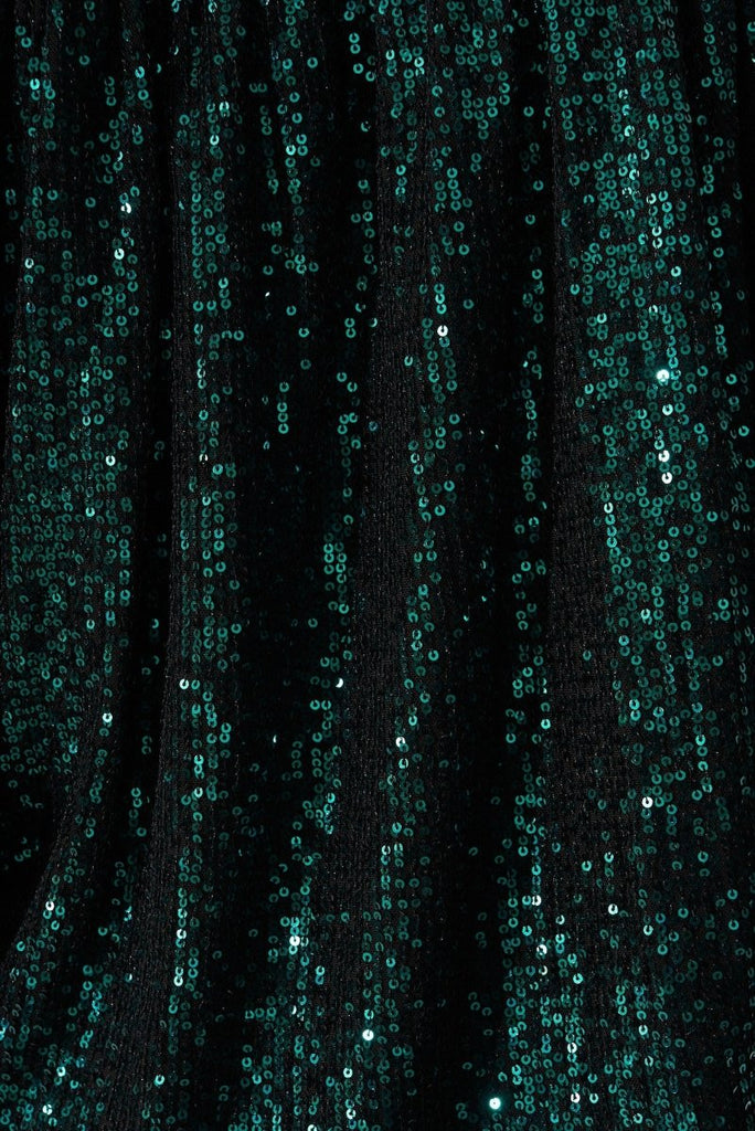 Celebration Sequin Mock Wrap Top In Green - St Frock (Dev)