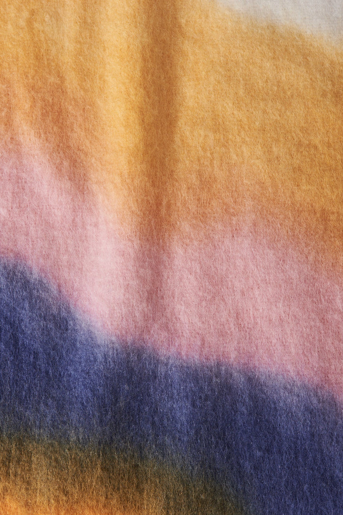 August + Delilah Brenda Knit Scarf In Pink And Mustard Watercolour - fabric