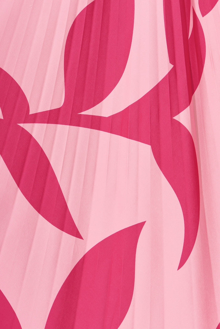 Allied Midi Pleat Skirt In Pink With Fuchsia Print - fabric