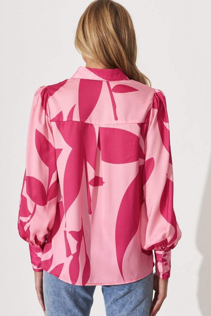 Callia Shirt In Pink With Fuchsia Print - St Frock (Dev)