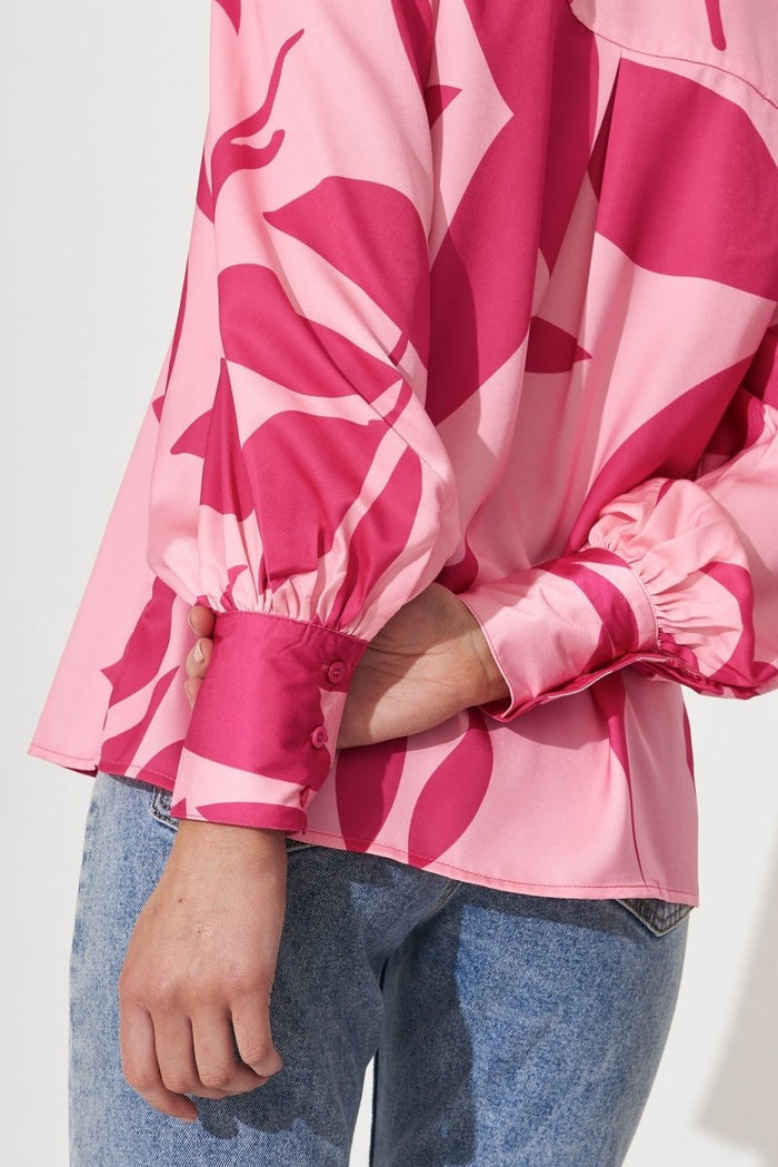 Callia Shirt In Pink With Fuchsia Print - St Frock (Dev)