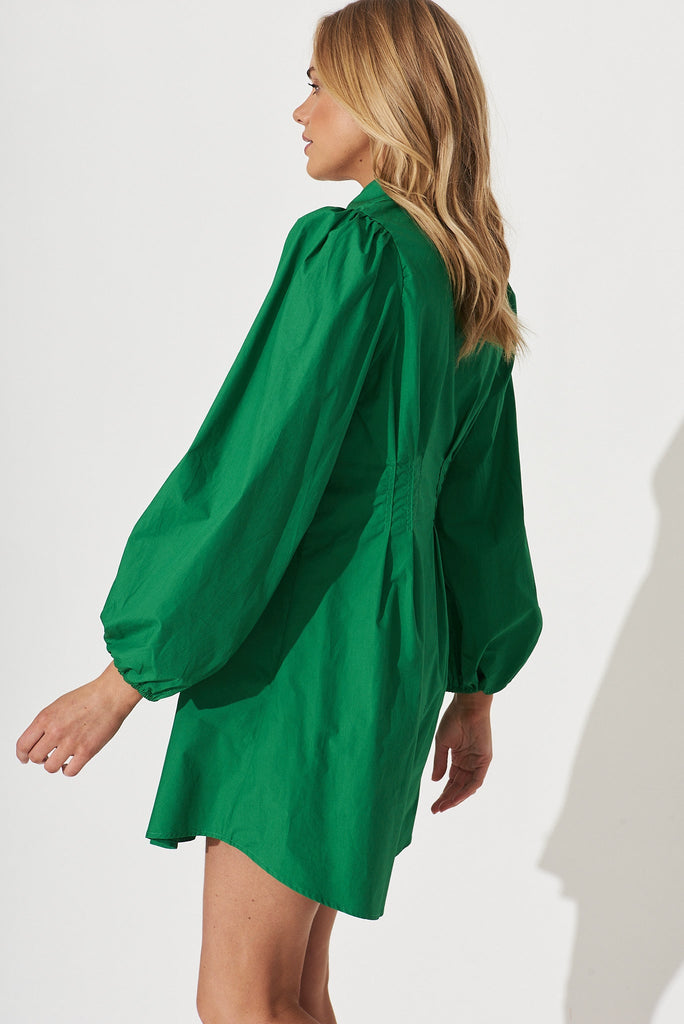 Geneva Dress In Green Cotton - side