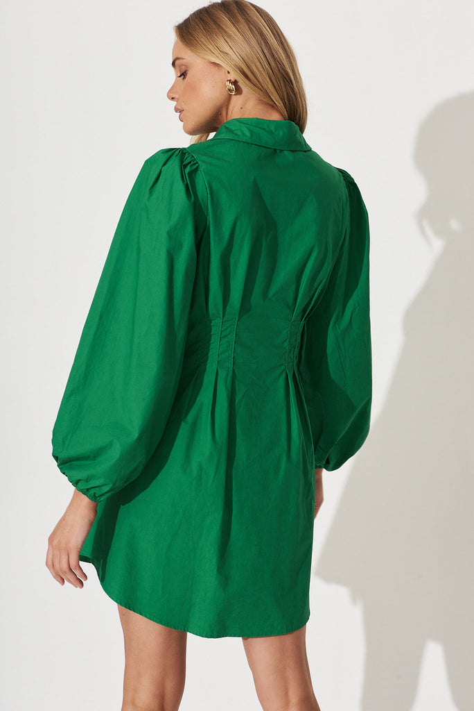 Geneva Dress In Green Cotton - back