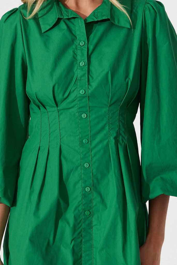 Geneva Dress In Green Cotton - detail