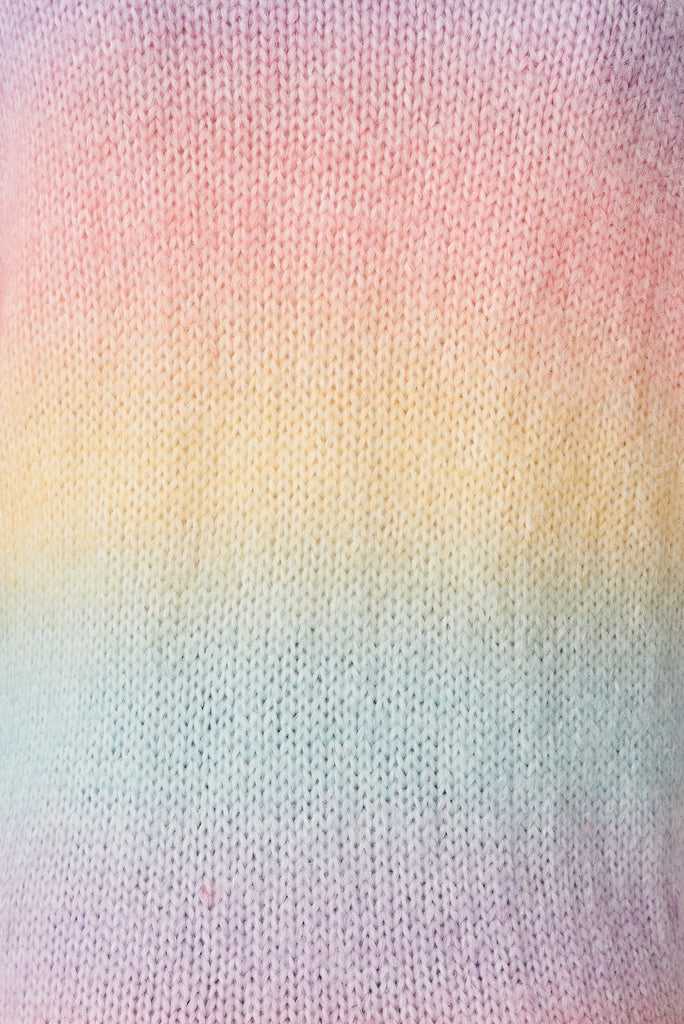 Darlington Knit Cardigan In Pastel Rainbow Wool Blend - fabric