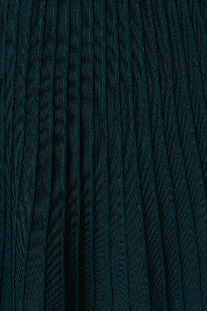 Albi Midi Knit Dress In Emerald Cotton Blend - fabric