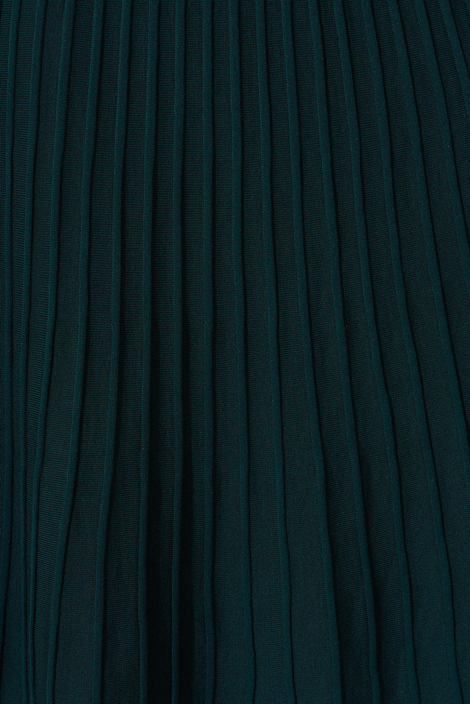 Albi Midi Knit Dress In Emerald Cotton Blend - fabric