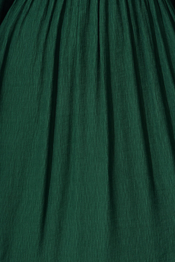 Antigua Midi Dress In Emerald Cotton Blend - fabric