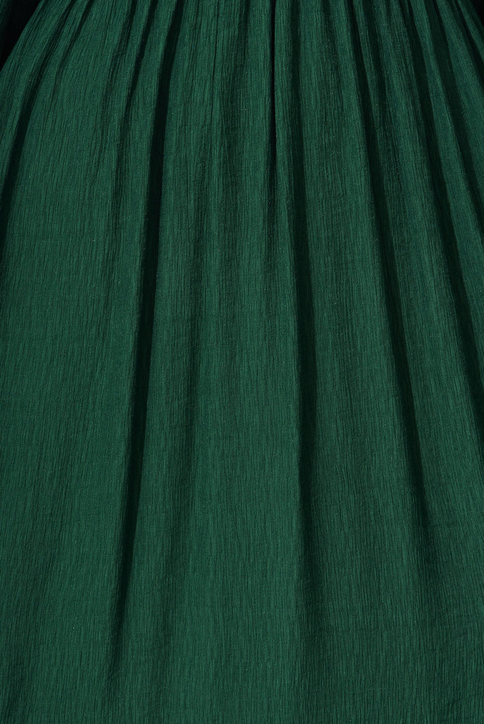 Antigua Midi Dress In Emerald Cotton Blend - fabric