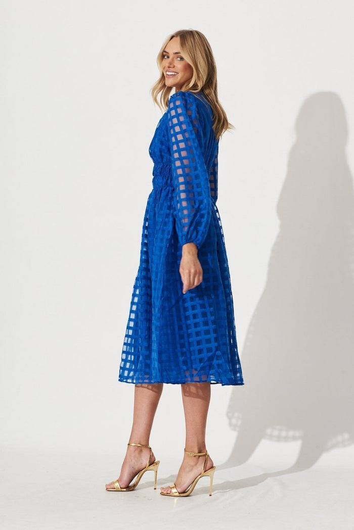 Cammeray Midi Dress In Cobalt Blue Organza - St Frock (Dev)