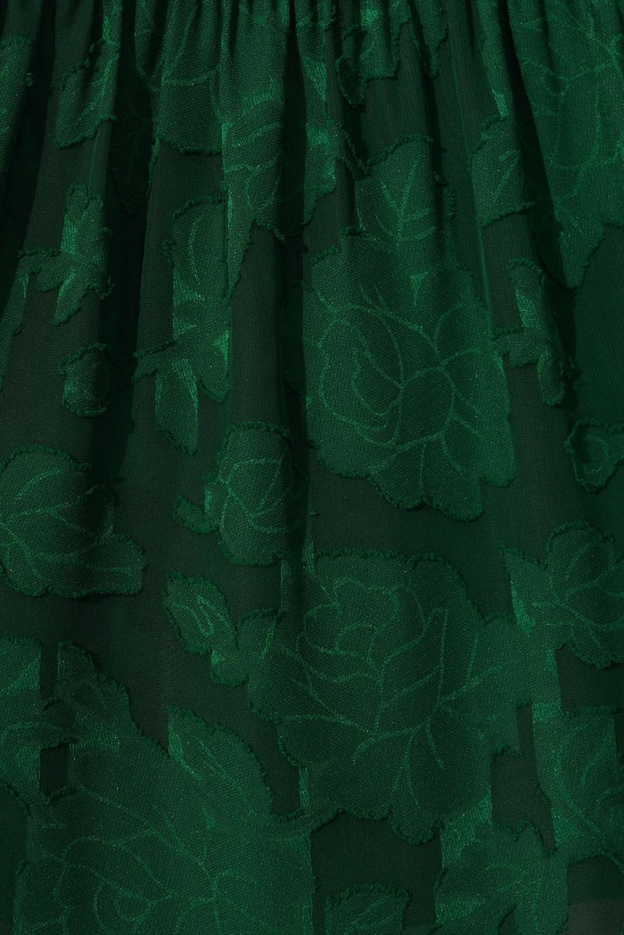 Brittney Midi Dress In Emerald Burnout Chiffon - St Frock (Dev)