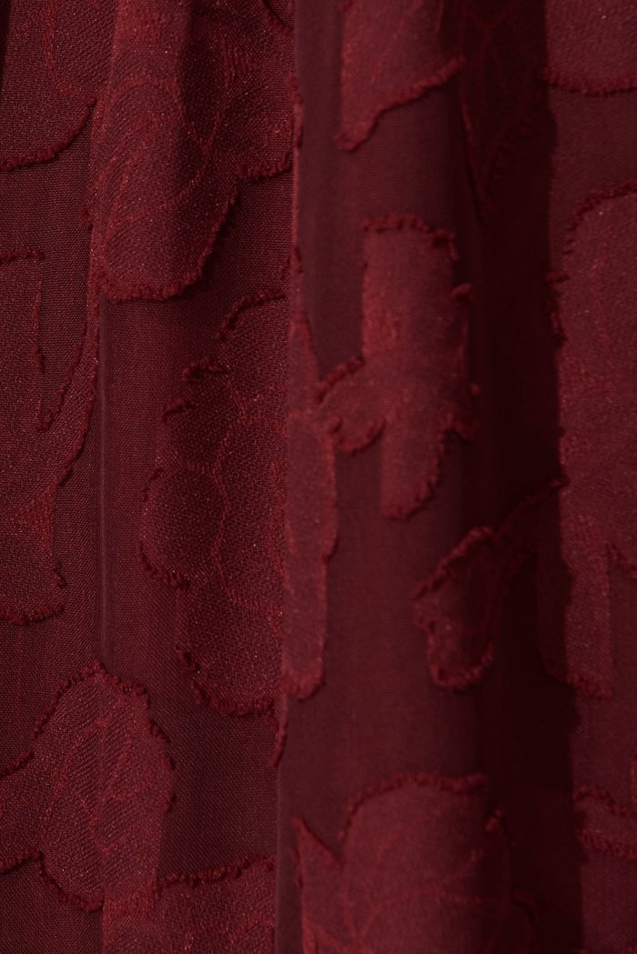 Brittney Midi Dress In Wine Burnout Chiffon - St Frock (Dev)