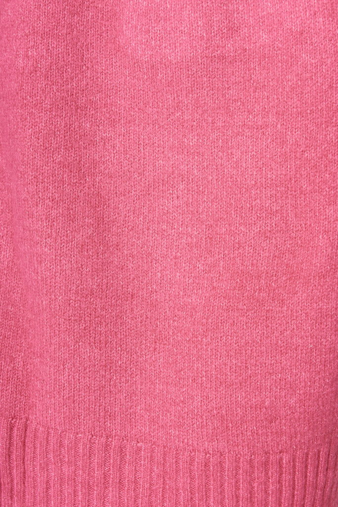 Medina Knit Cardigan In Candy Pink Wool Blend - fabric