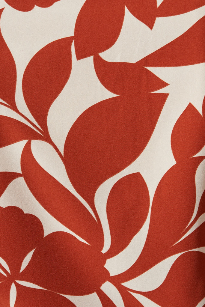 Zurich Top In Cream With Rust Leaf Print - fabric