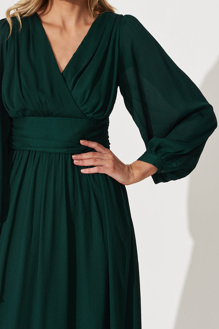 Grenada Maxi Dress In Emerald - detail
