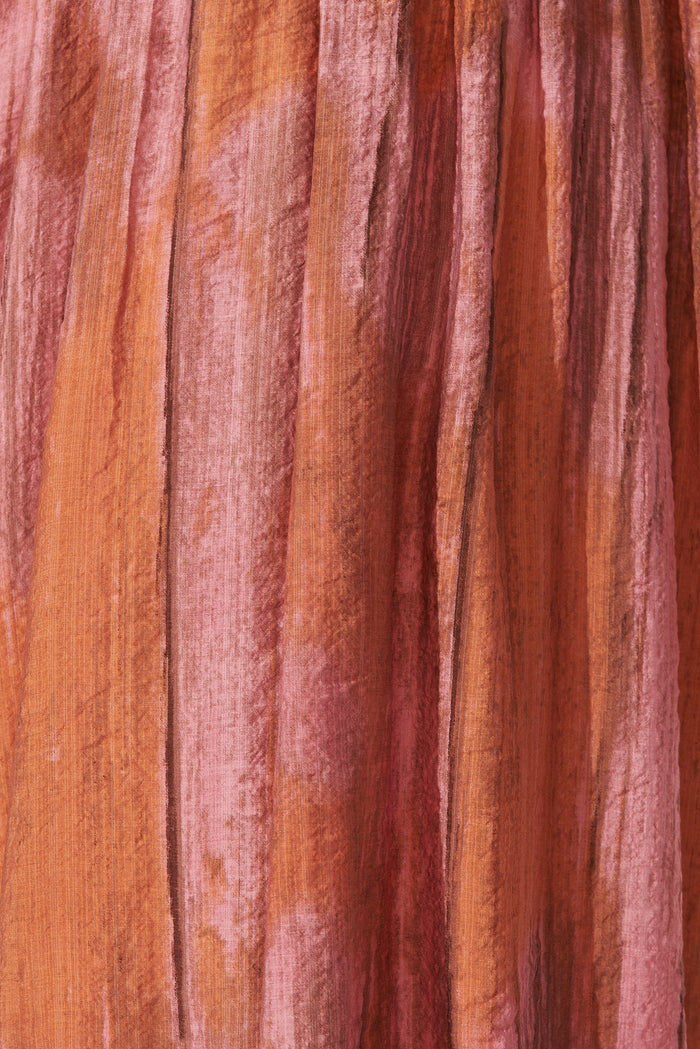 Vichy Midi Dress In Pink With Rust Print - fabric