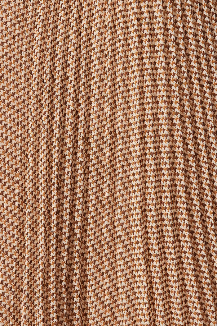 Moritz Maxi Dress In Beige With Brown Retro Print - fabric