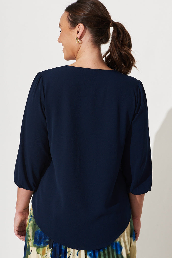Viviani Zip Top In Navy - back