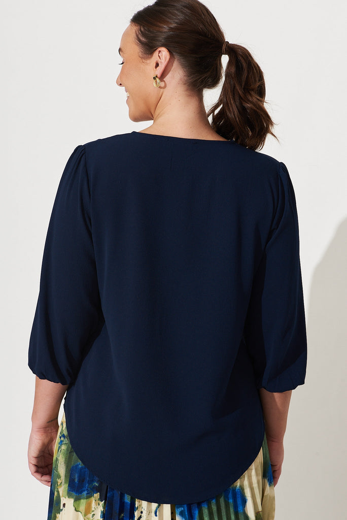 Viviani Zip Top In Navy - back