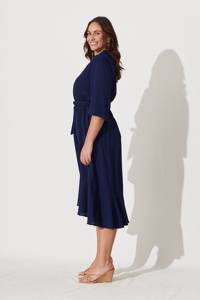 Jemimah Midi Dress In Navy - side