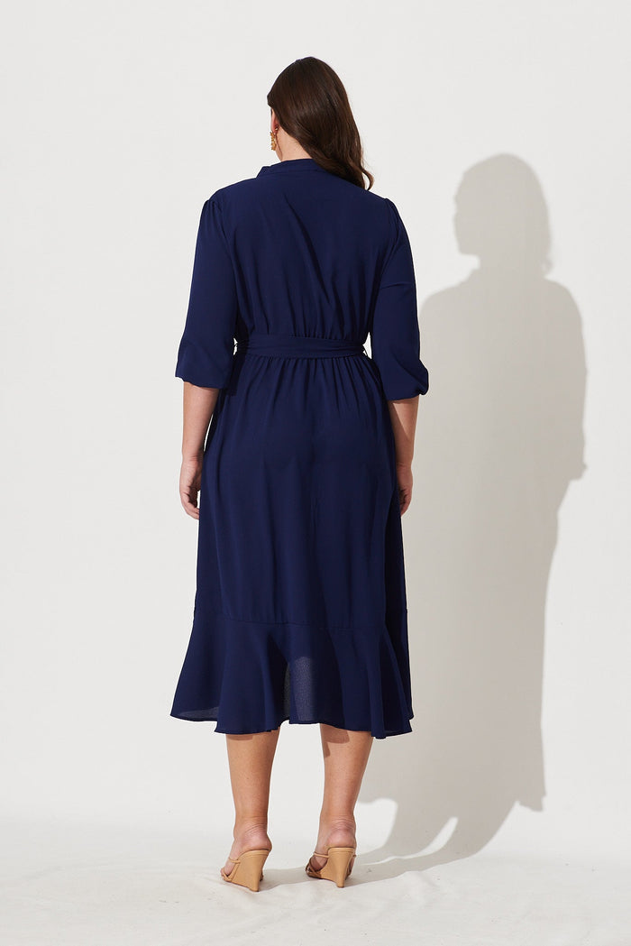 Jemimah Midi Dress In Navy - back