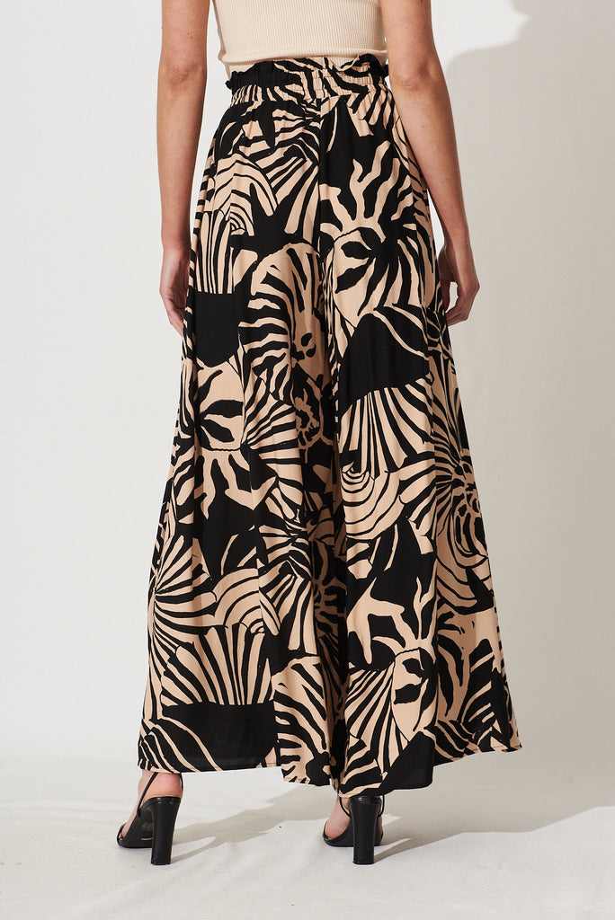 Mariah Pant In Brown With Black Print - back