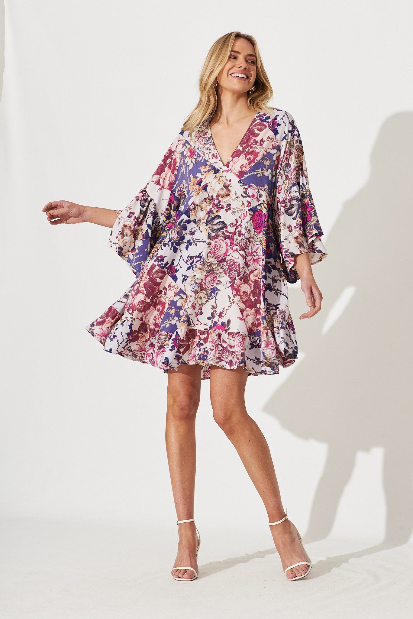 Skylar Dress In Lilac Patchwork Floral Print - St Frock (Dev)