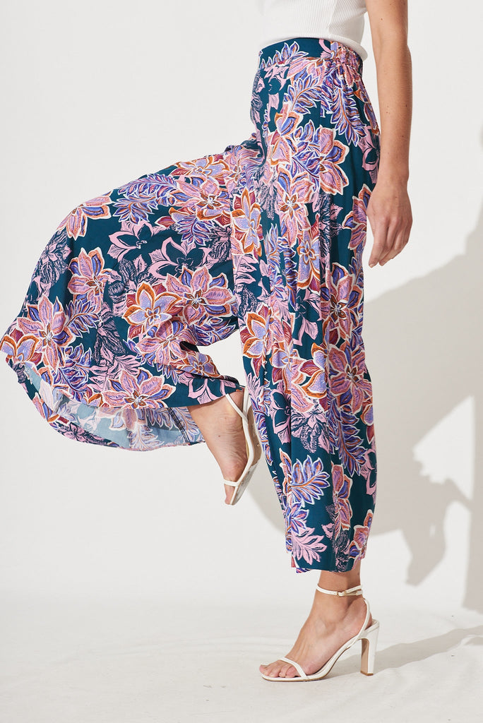 Sugary Pants In Green With Pink Multi Floral - side