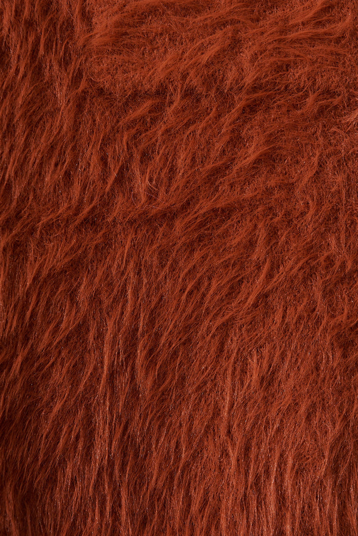 Lovey Dovey Knit Cardigan In Rust Wool Blend - fabric