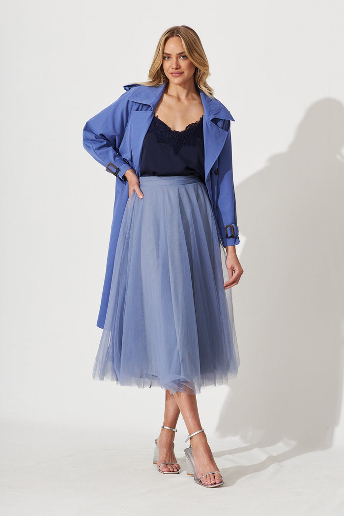 Wannabe Tulle Skirt In Ice Blue - full length